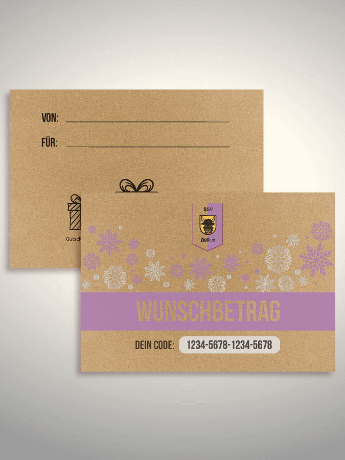 Weihnachtsgutschein per Versand (Kraftpapier)
