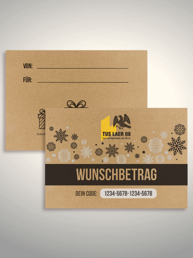 Weihnachtsgutschein per Versand (Kraftpapier)