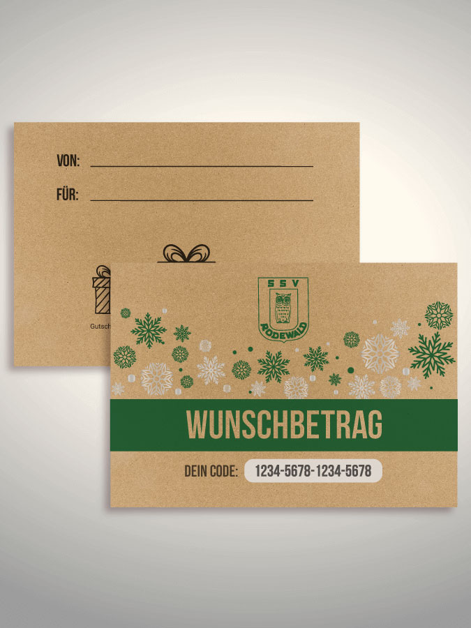 Weihnachtsgutschein per Versand (Kraftpapier)