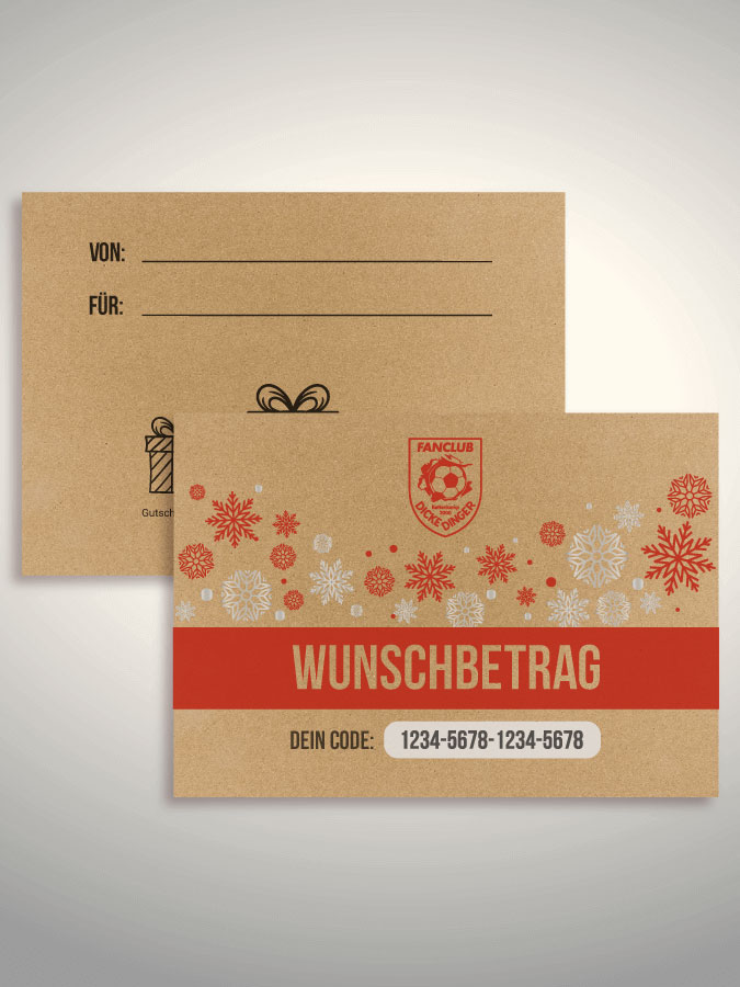 Weihnachtsgutschein per Versand (Kraftpapier)