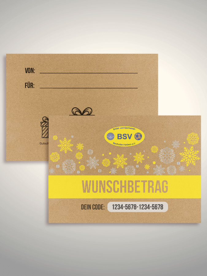 Weihnachtsgutschein per Versand (Kraftpapier)