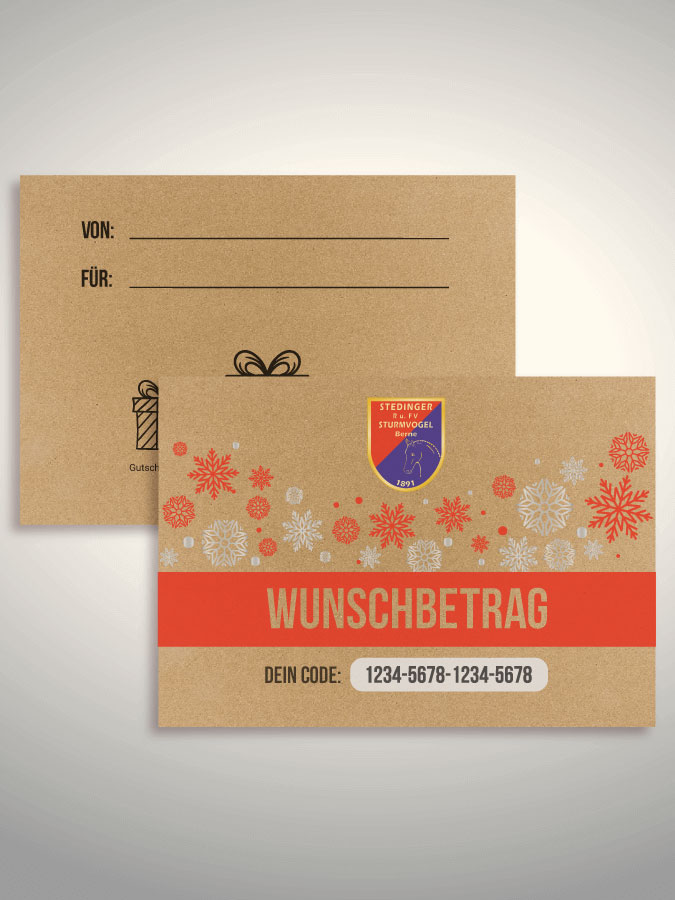 Weihnachtsgutschein per Versand (Kraftpapier)