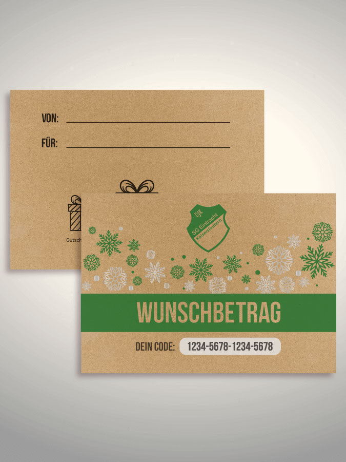 Weihnachtsgutschein per Versand (Kraftpapier)