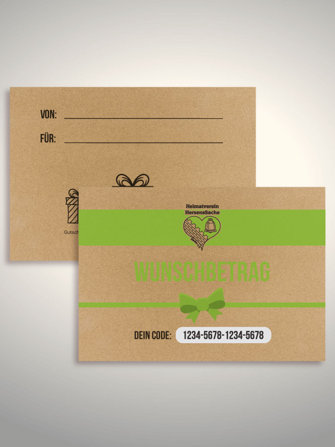 Geschenkgutschein per Versand (Kraftpapier)