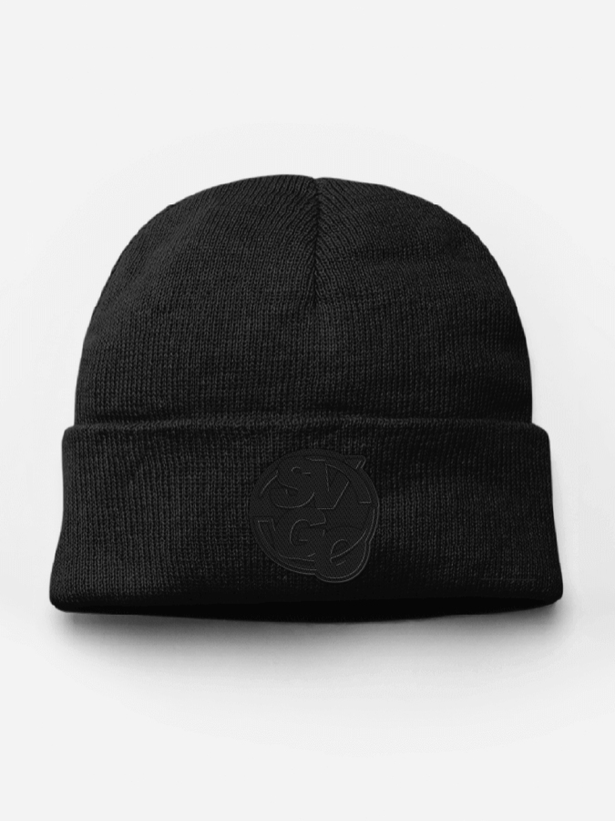 Beanie Kids All Black Sticklogo