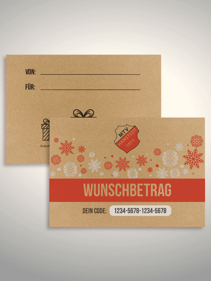 Weihnachtsgutschein per Versand (Kraftpapier)