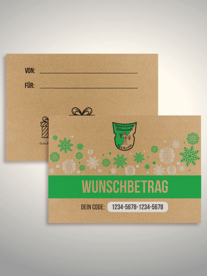 Weihnachtsgutschein per Versand (Kraftpapier)