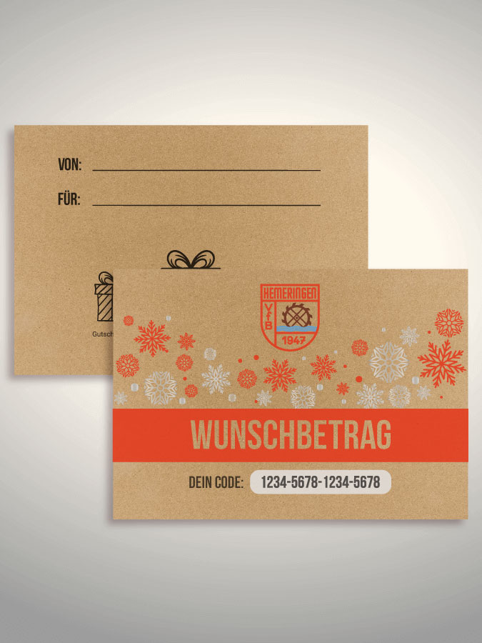 Weihnachtsgutschein per Versand (Kraftpapier)