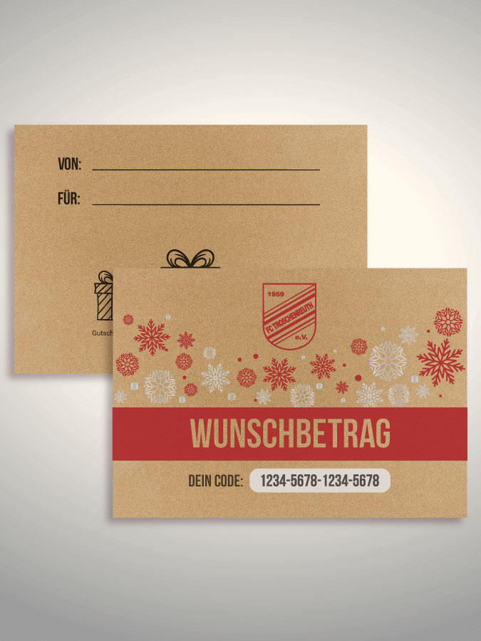Weihnachtsgutschein per Versand (Kraftpapier)