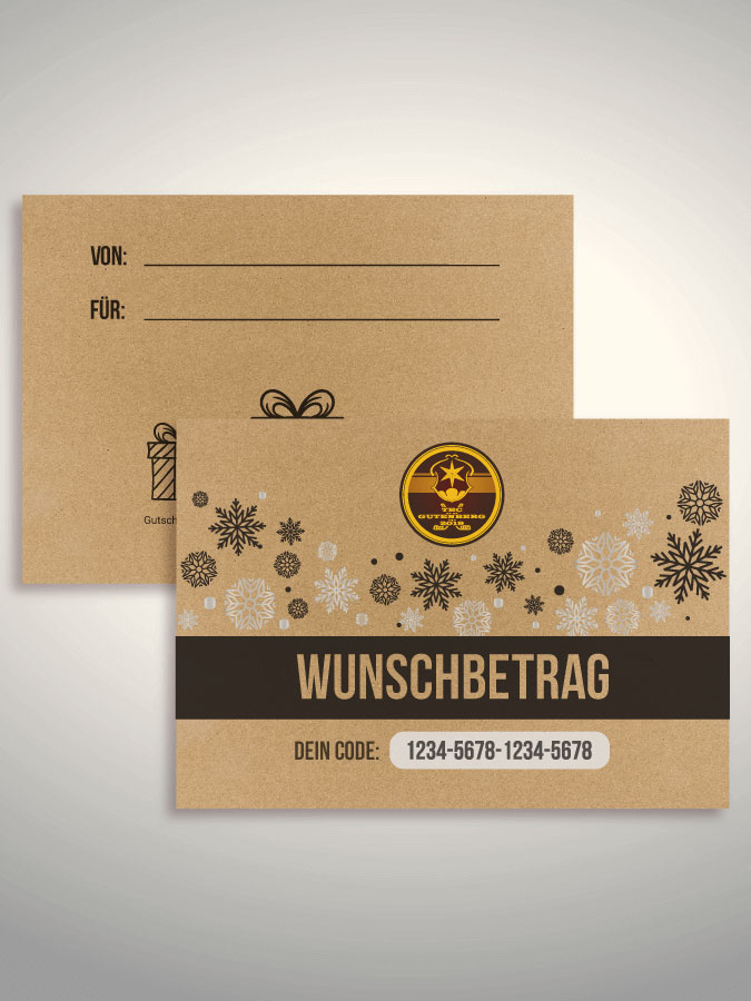 Weihnachtsgutschein per Versand (Kraftpapier)