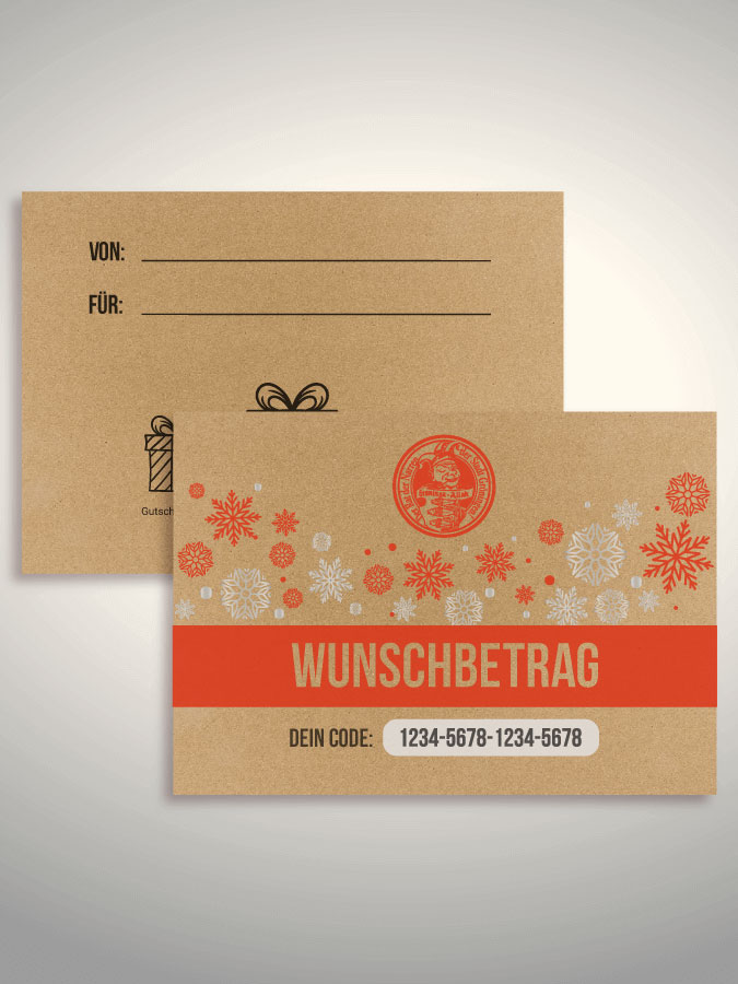 Weihnachtsgutschein per Versand (Kraftpapier)