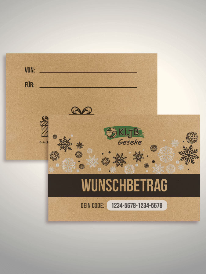 Weihnachtsgutschein per Versand (Kraftpapier)