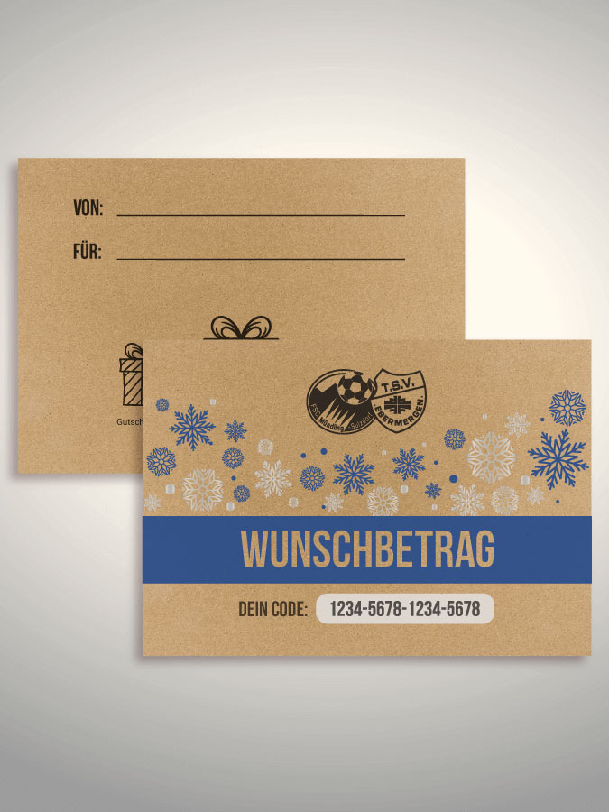 Weihnachtsgutschein per Versand (Kraftpapier)