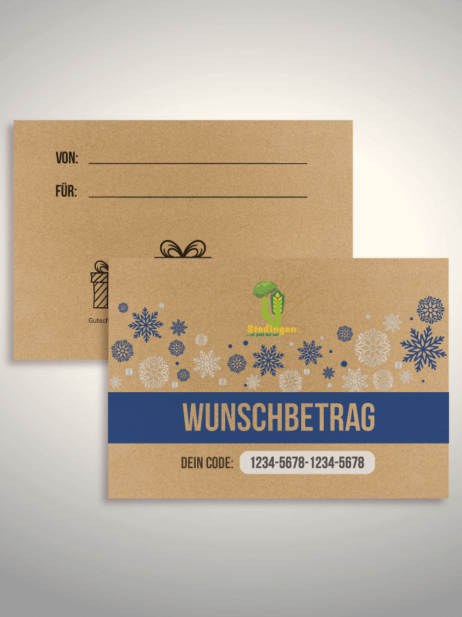 Weihnachtsgutschein per Versand (Kraftpapier)