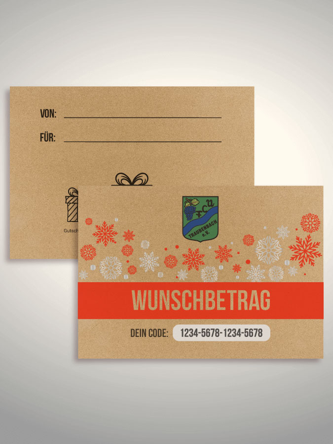 Weihnachtsgutschein per Versand (Kraftpapier)