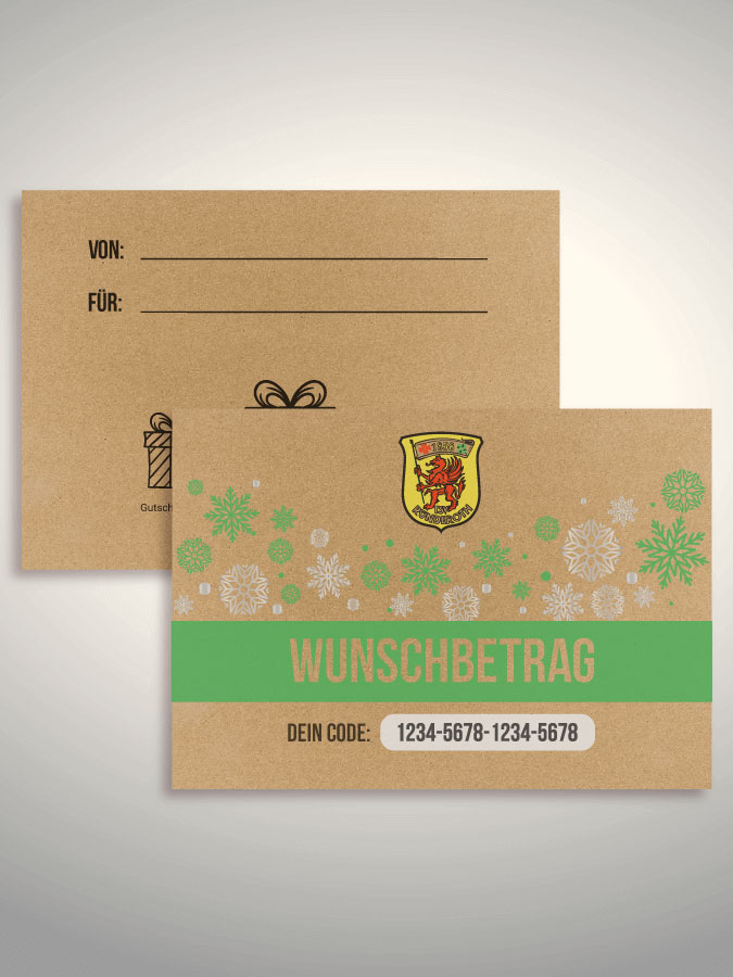 Weihnachtsgutschein per Versand (Kraftpapier)