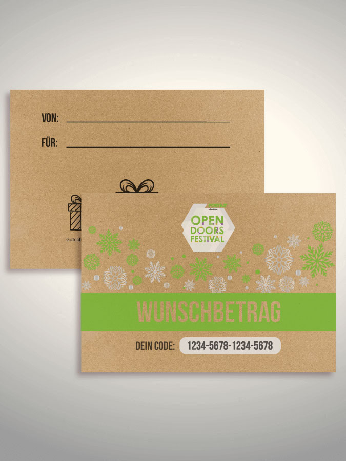 Weihnachtsgutschein per Versand (Kraftpapier)