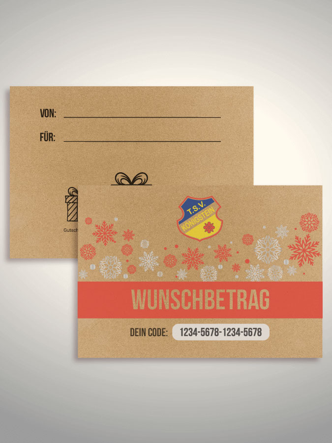 Weihnachtsgutschein per Versand (Kraftpapier)