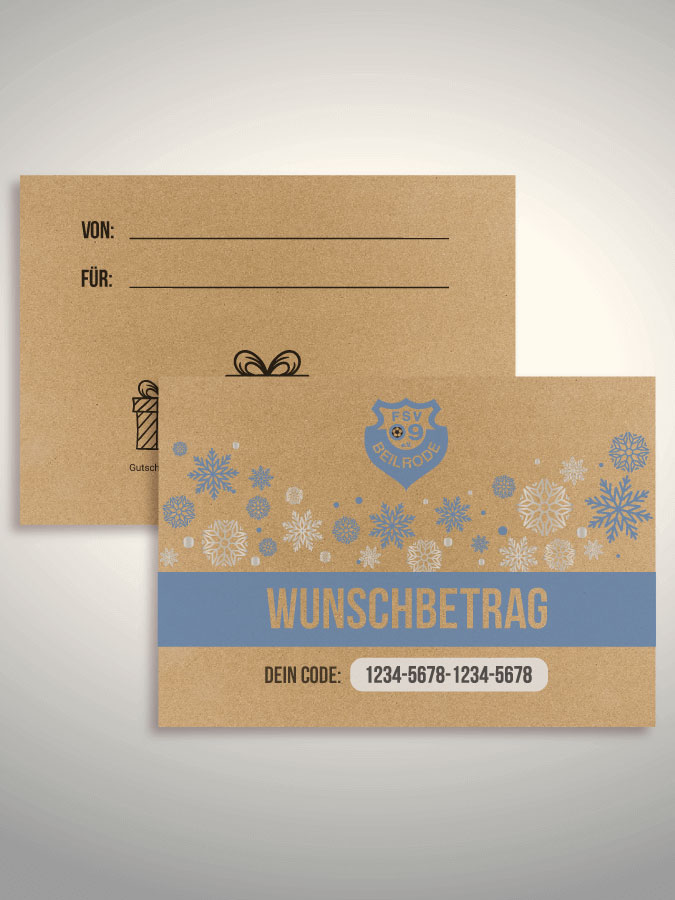 Weihnachtsgutschein per Versand (Kraftpapier)