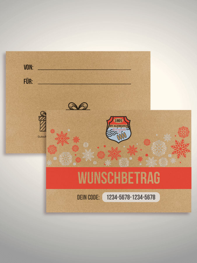Weihnachtsgutschein per Versand (Kraftpapier)