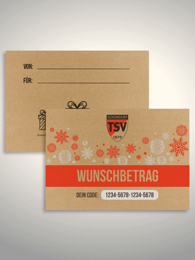 Weihnachtsgutschein per Versand (Kraftpapier)