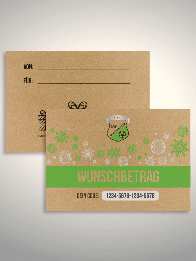 Weihnachtsgutschein per Versand (Kraftpapier)