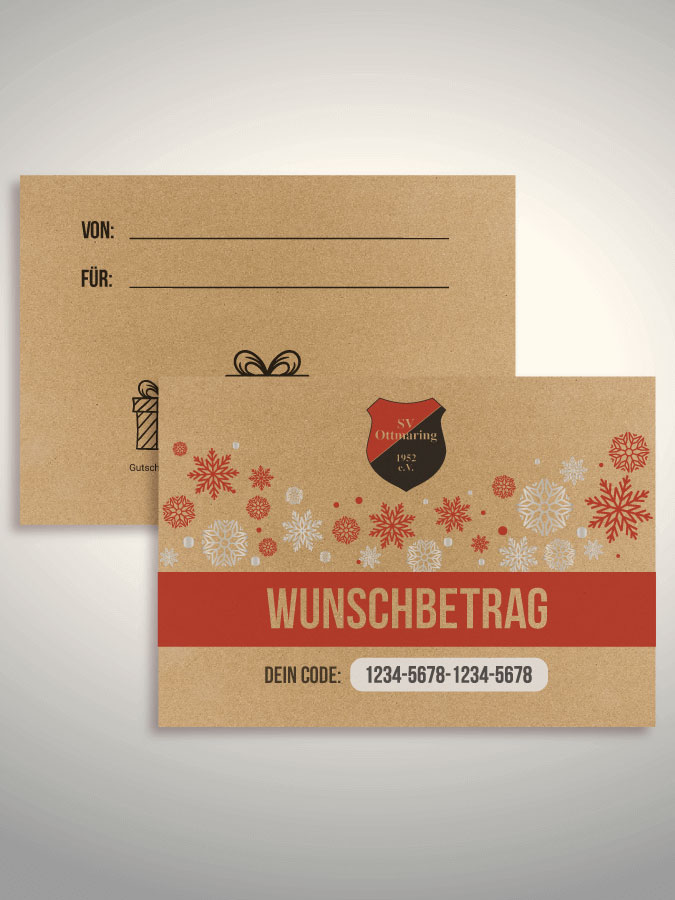 Weihnachtsgutschein per Versand (Kraftpapier)