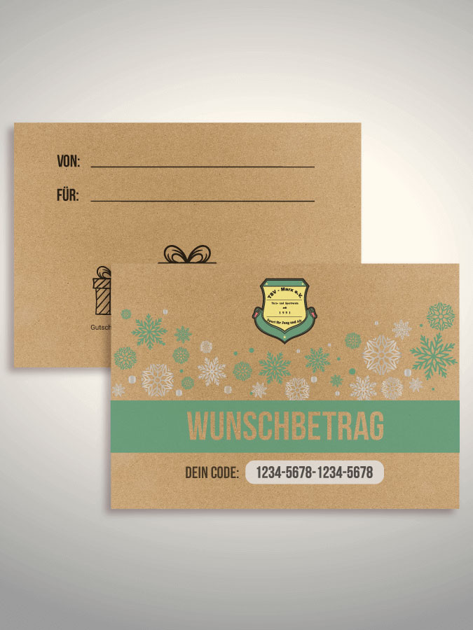 Weihnachtsgutschein per Versand (Kraftpapier)