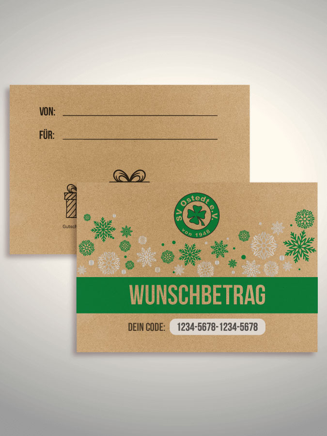Weihnachtsgutschein per Versand (Kraftpapier)