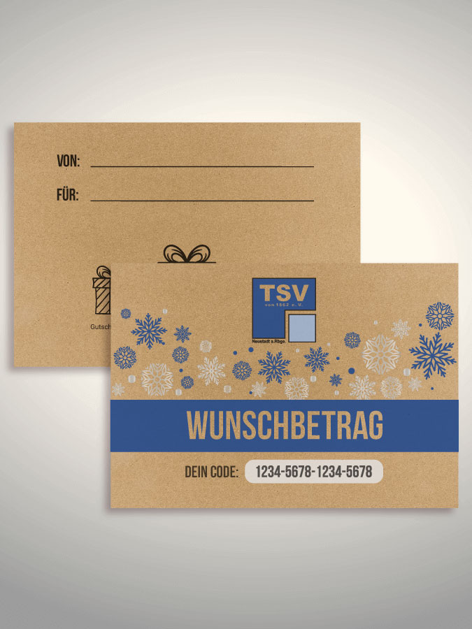Weihnachtsgutschein per Versand (Kraftpapier)
