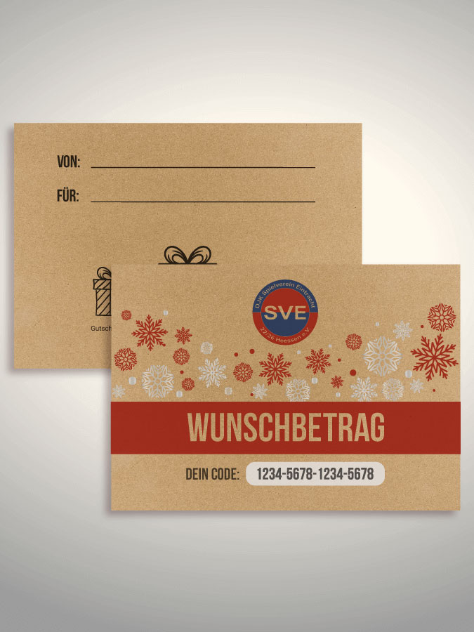 Weihnachtsgutschein per Versand (Kraftpapier)