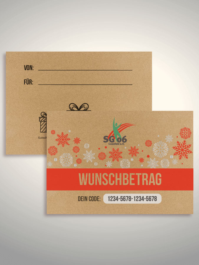 Weihnachtsgutschein per Versand (Kraftpapier)
