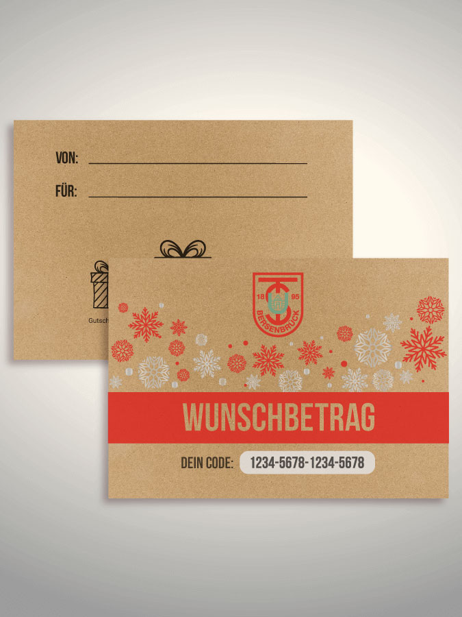 Weihnachtsgutschein per Versand (Kraftpapier)
