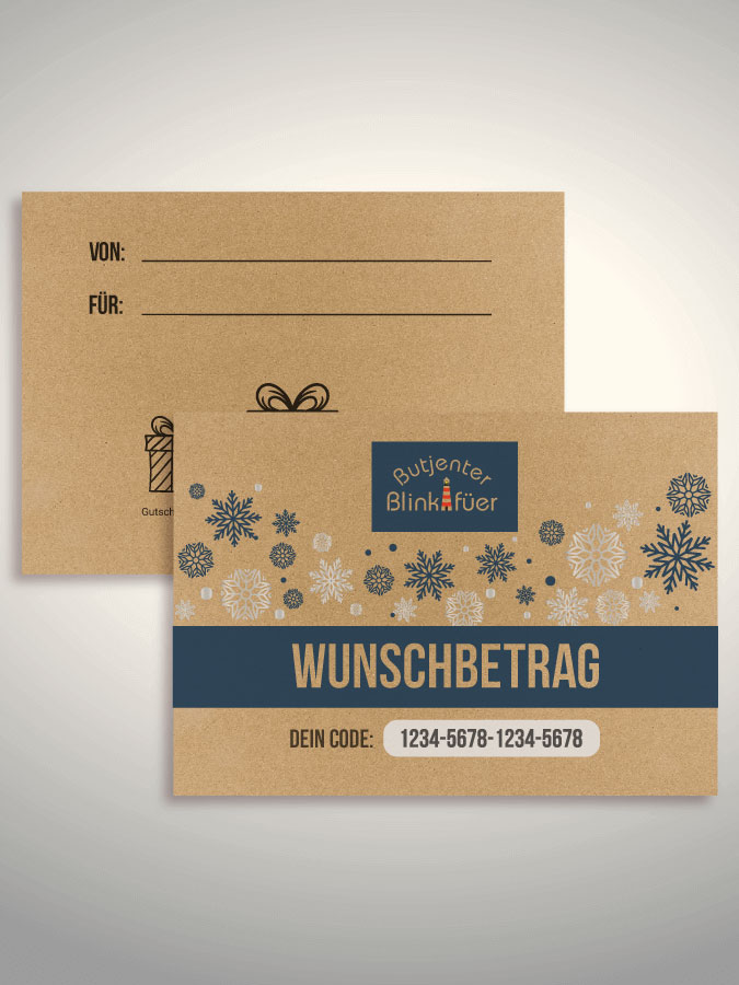 Weihnachtsgutschein per Versand (Kraftpapier)