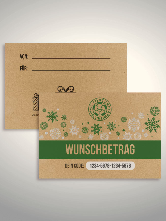Weihnachtsgutschein per Versand (Kraftpapier)