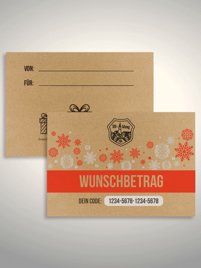 Weihnachtsgutschein per Versand (Kraftpapier)