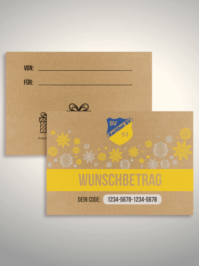 Weihnachtsgutschein per Versand (Kraftpapier)