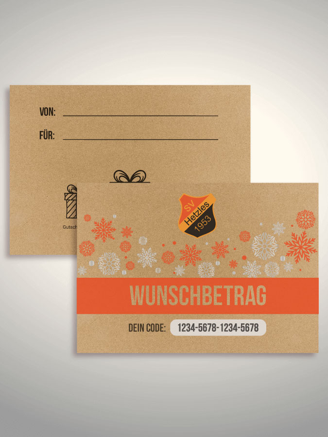 Weihnachtsgutschein per Versand (Kraftpapier)