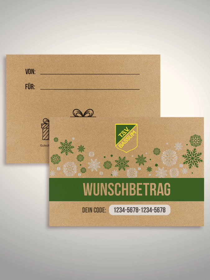 Weihnachtsgutschein per Versand (Kraftpapier)