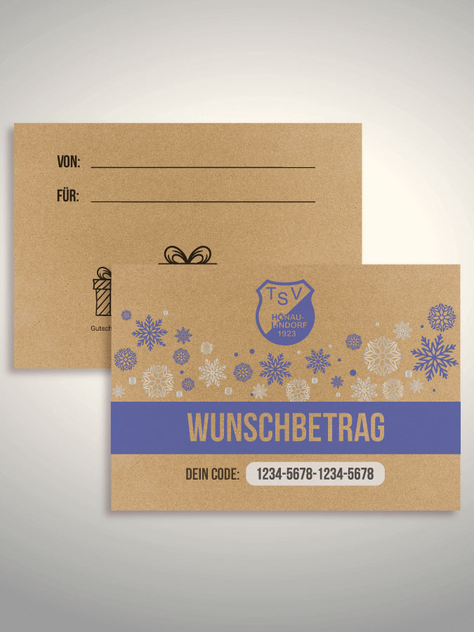 Weihnachtsgutschein per Versand (Kraftpapier)