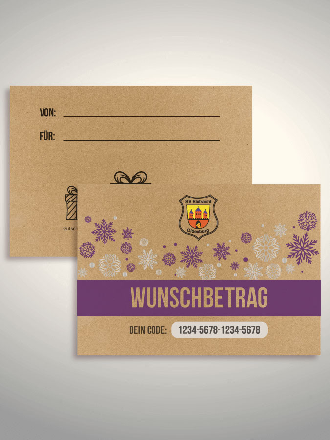 Weihnachtsgutschein per Versand (Kraftpapier)
