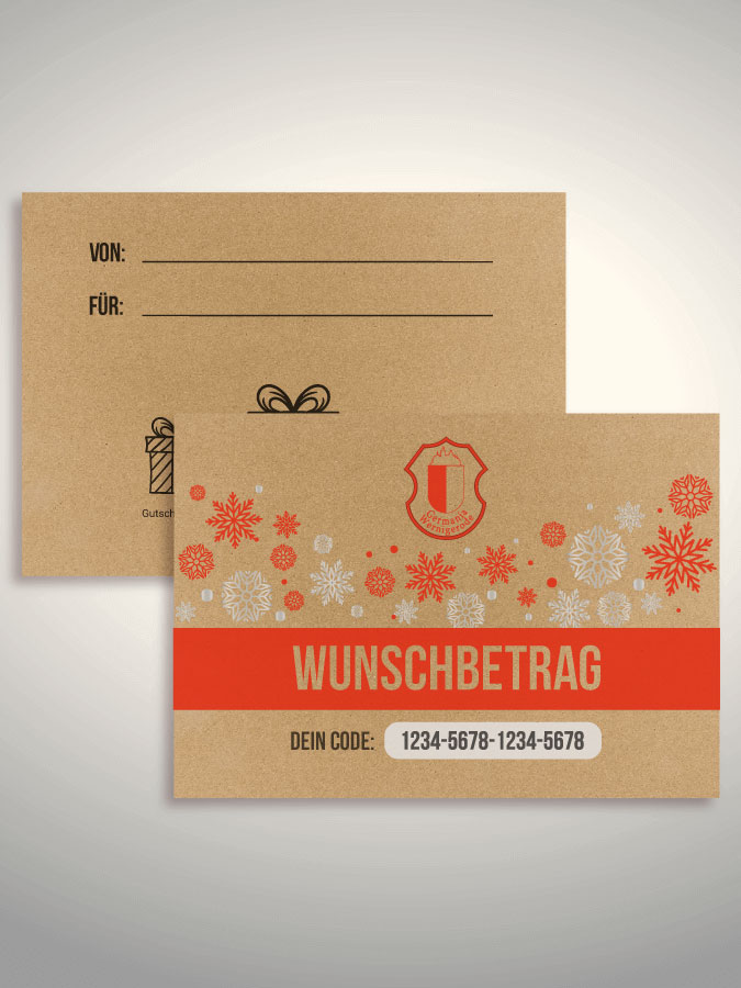 Weihnachtsgutschein per Versand (Kraftpapier)