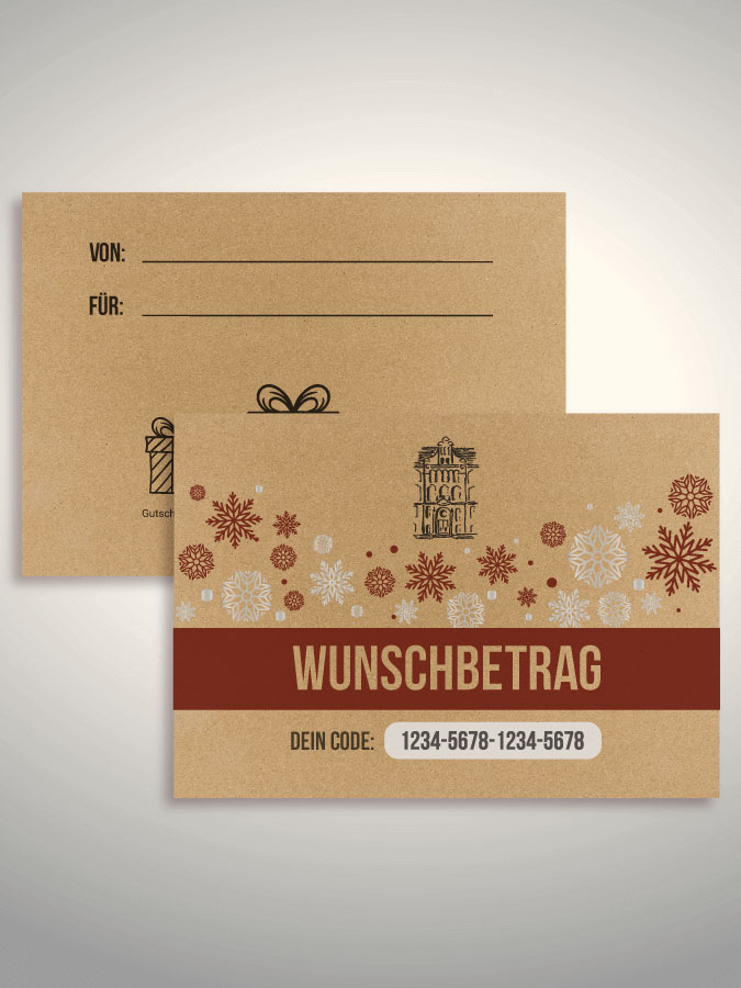 Weihnachtsgutschein per Versand (Kraftpapier)