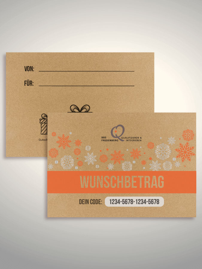 Weihnachtsgutschein per Versand (Kraftpapier)