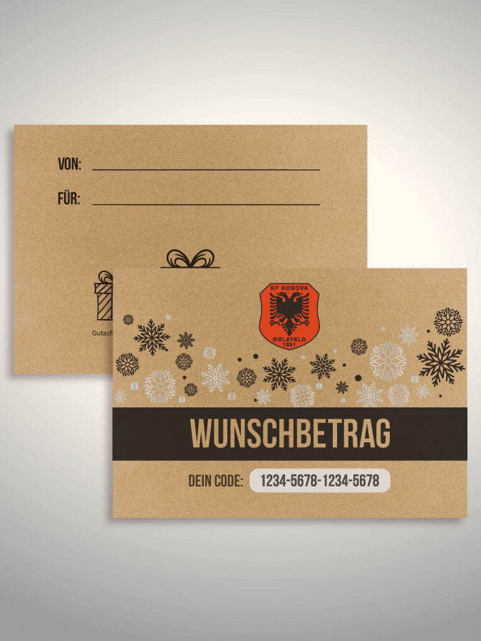 Weihnachtsgutschein per Versand (Kraftpapier)