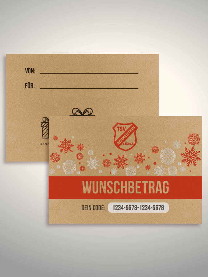 Weihnachtsgutschein per Versand (Kraftpapier)