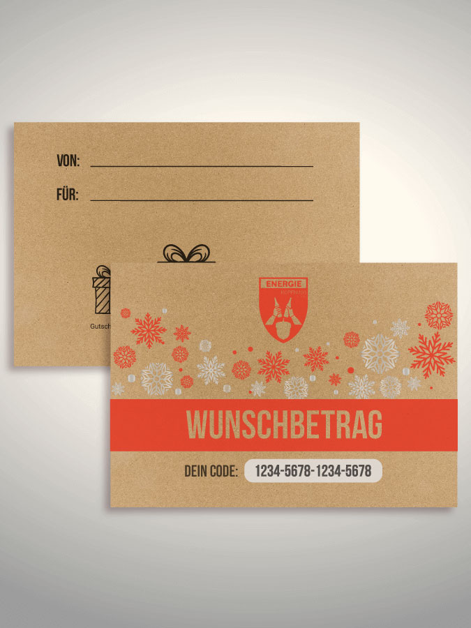 Weihnachtsgutschein per Versand (Kraftpapier)
