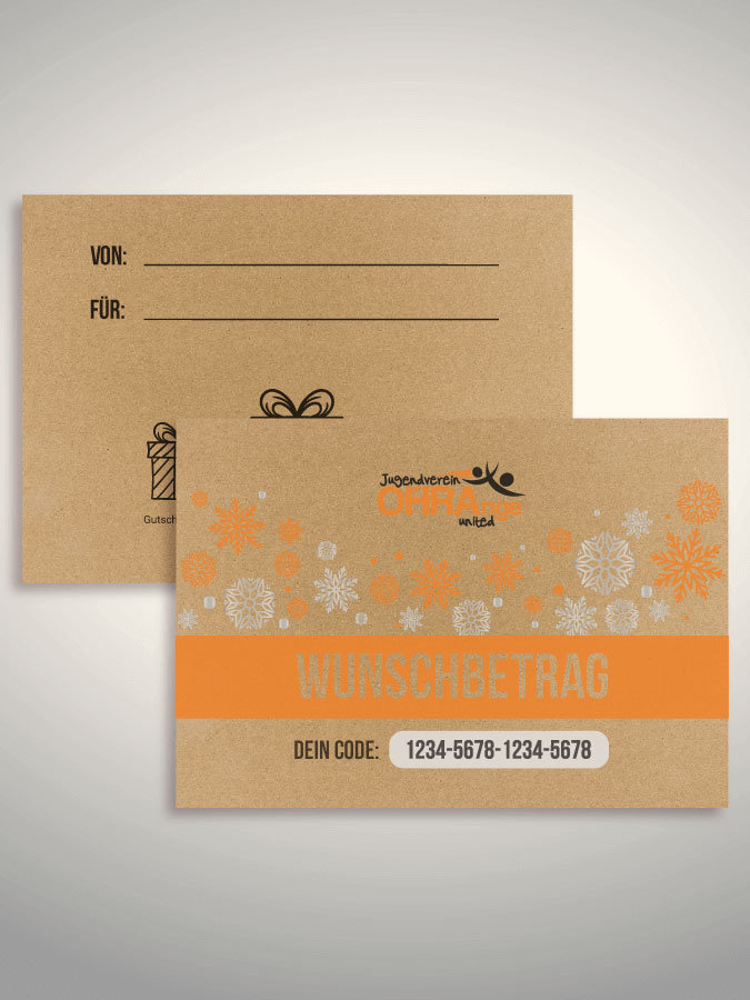 Weihnachtsgutschein per Versand (Kraftpapier)