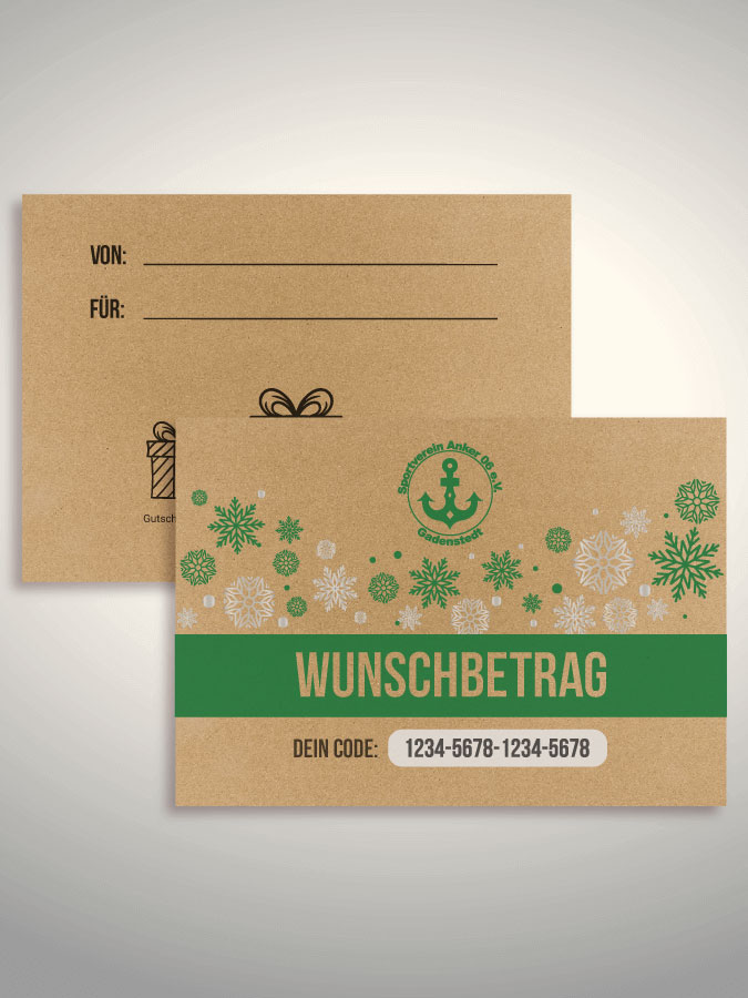 Weihnachtsgutschein per Versand (Kraftpapier)