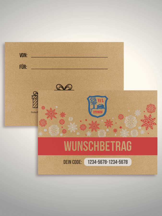Weihnachtsgutschein per Versand (Kraftpapier)
